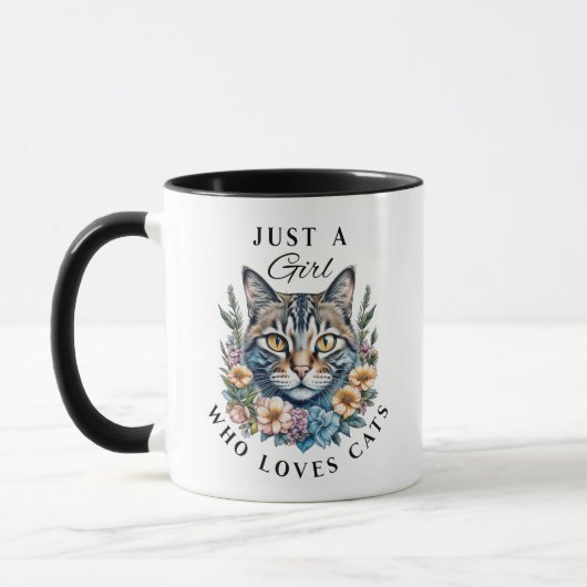 Nur ein Mädchen, das Personalisierte Katzen Liebe Tasse (Links)