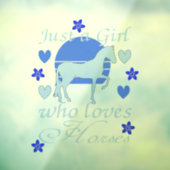 Nur ein Mädchen, das Pferde in Blau Liebe Fensteraufkleber (Blatt 3)