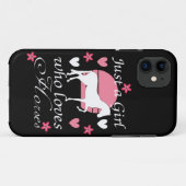 Nur ein Mädchen, das Pferde in Rose Liebe Rosa Case-Mate iPhone Hülle (Rückseite (Horizontal))