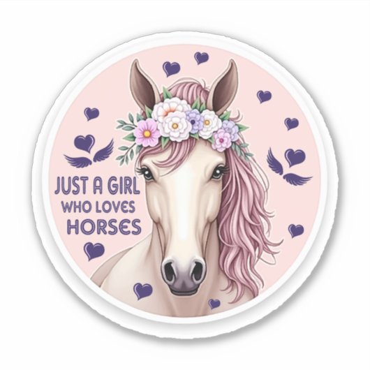 Nur ein Mädchen, das Pferde Liebe (2) Aufkleber (Vorderseite)