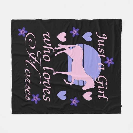 Nur ein Mädchen, das Pferde Liebe Fleecedecke (Vorderseite (Horizontal))