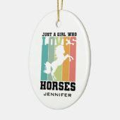 Nur ein Mädchen, das Pferde Liebe | Pferdemädchen Keramik Ornament (Links)