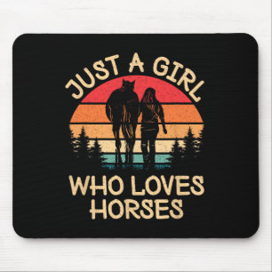 Nur ein Mädchen, das Pferde Liebe Reiten Cowg Mousepad