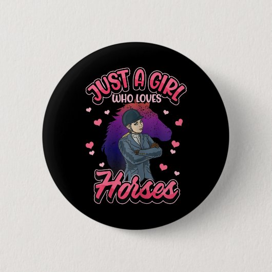 Nur ein Mädchen, das Pferde Liebe Reiten Eque Button (Vorderseite)