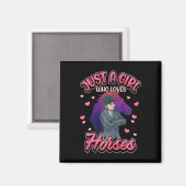Nur ein Mädchen, das Pferde Liebe Reiten Eque Magnet (Vorderseite/Rückseite)