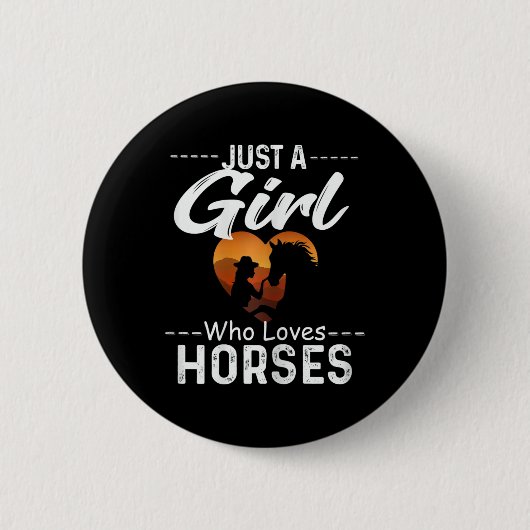 Nur ein Mädchen, das Pferde Liebe Reiten Niedlich Button (Vorderseite)