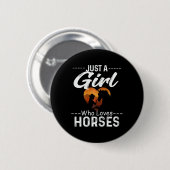 Nur ein Mädchen, das Pferde Liebe Reiten Niedlich Button (Vorne & Hinten)
