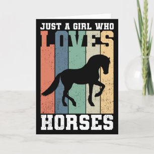 Nur ein Mädchen, das Pferde Liebe   Retro Vintag H Karte