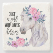 Nur ein Mädchen, das Pferde Liebe Stone Untersetze Steinuntersetzer (Vorderseite)