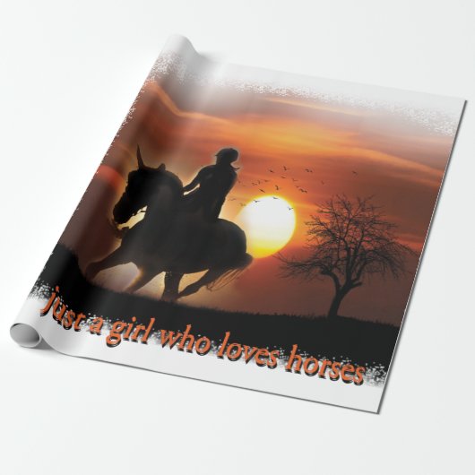 nur ein Mädchen, das Pferde Lieben Geschenkpapier (Ungerollt)
