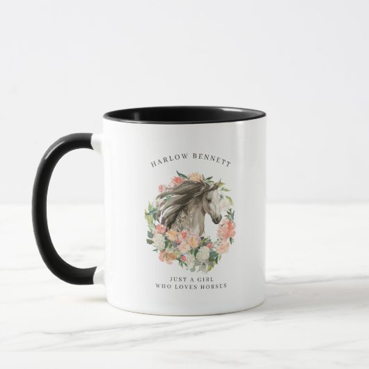Nur ein Mädchen, das Pferde Lieben | Monogramm Tasse (Links)