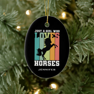 Nur ein Mädchen, das Pferde liebt Horse Girl Cus Keramik Ornament
