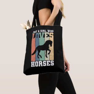 Nur ein Mädchen, das Pferde liebt Retro Vintage Tasche