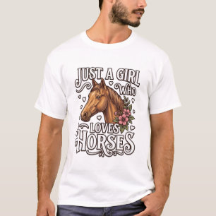 Nur ein Mädchen, das Pferde liebt, Vintage-Pferd-D T-Shirt