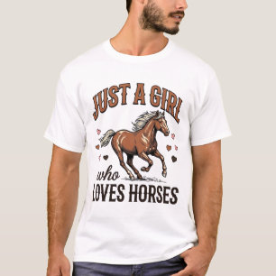 Nur ein Mädchen, das Pferde liebt, Vintage-Pferde- T-Shirt