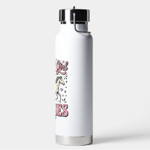 Nur ein Mädchen, das Pferde liebt, Vintage-Vektord Trinkflasche