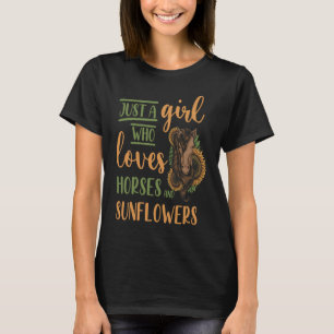 Nur ein Mädchen, das Pferde und Sonnenblumen liebt T-Shirt