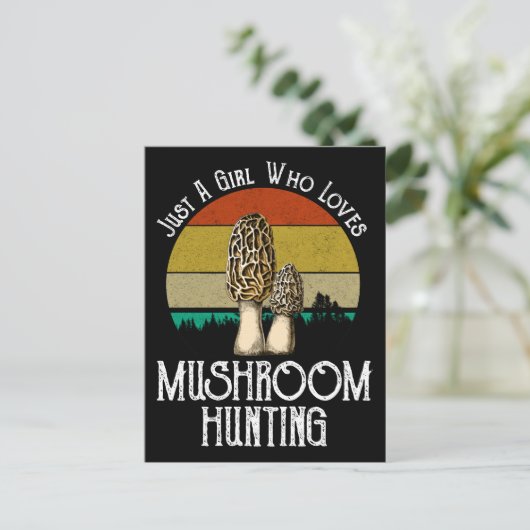 Nur ein Mädchen, das Pilzjagd Lieben - Morels Postkarte (Stehend Vorderseite)