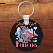 Nur ein Mädchen, das Pinguine floral Liebe Schlüsselanhänger (Vorderseite)