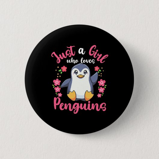 Nur ein Mädchen, das Pinguine Liebe Button (Vorderseite)
