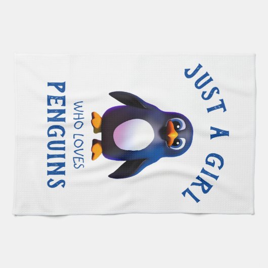 Nur ein Mädchen, das Pinguine Liebe Geschirrtuch (Horizontal)