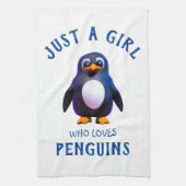 Nur ein Mädchen, das Pinguine Liebe Geschirrtuch (Vertikal)