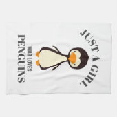 Nur ein Mädchen, das Pinguine Liebe Geschirrtuch (Horizontal)