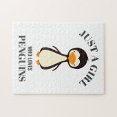 Nur ein Mädchen, das Pinguine Liebe Puzzle (Horizontal)