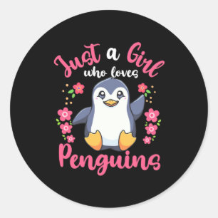 Nur ein Mädchen, das Pinguine Liebe Runder Aufkleber