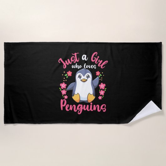 Nur ein Mädchen, das Pinguine Liebe Strandtuch (Vorderseite)