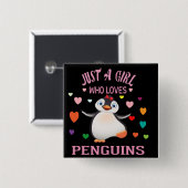 Nur ein Mädchen, das Pinguine Lieben T - Shirt Tru Button (Vorne & Hinten)