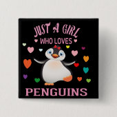 Nur ein Mädchen, das Pinguine Lieben T - Shirt Tru Button (Vorderseite)