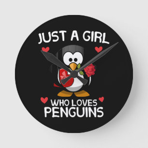 Nur ein Mädchen das Pinguine liebt Runde Wanduhr