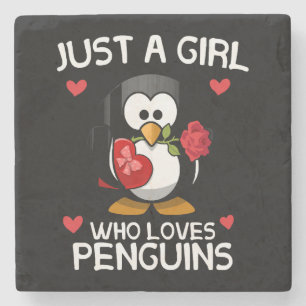 Nur ein Mädchen, das Pinguine liebt Steinuntersetzer