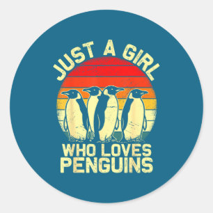 Nur ein Mädchen, das Pinguine lustig Lar Tier lieb Runder Aufkleber