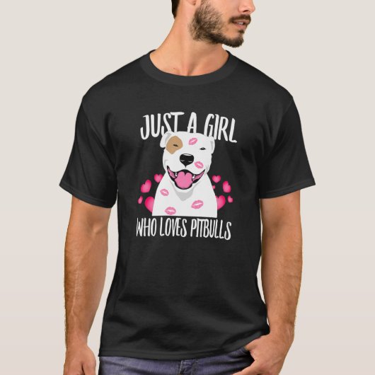 Nur ein Mädchen, das Pit-Bulls Lieben Hund Liebe-R T-Shirt (Vorderseite)