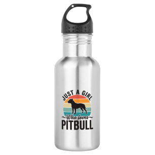 Nur ein Mädchen, das Pitbull Vintage-Hundedesign l Edelstahlflasche