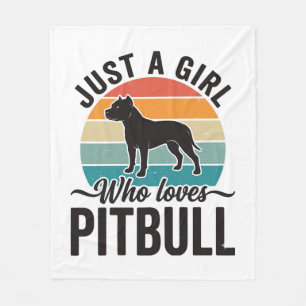 Nur ein Mädchen, das Pitbull Vintage-Hundedesign l Fleecedecke