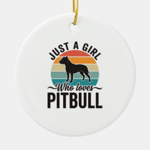 Nur ein Mädchen, das Pitbull Vintage-Hundedesign l Keramik Ornament