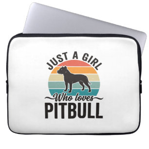 Nur ein Mädchen, das Pitbull Vintage-Hundedesign l Laptopschutzhülle