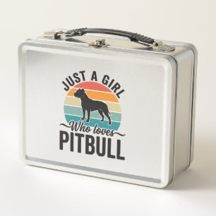 Nur ein Mädchen, das Pitbull Vintage-Hundedesign l Metall Brotdose