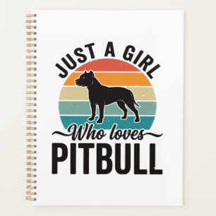 Nur ein Mädchen, das Pitbull Vintage-Hundedesign l Planer