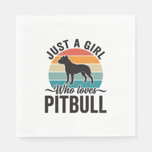 Nur ein Mädchen, das Pitbull Vintage-Hundedesign l Serviette
