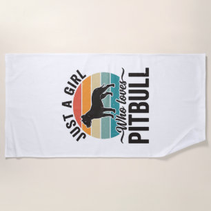 Nur ein Mädchen, das Pitbull Vintage-Hundedesign l Strandtuch