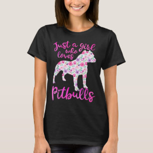 Nur ein Mädchen, das Pitbullen Lieben Pink Blume P T-Shirt