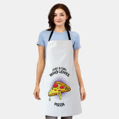 Nur ein Mädchen, das Pizza-Lieben mit lustigen ita Schürze (Getragen)