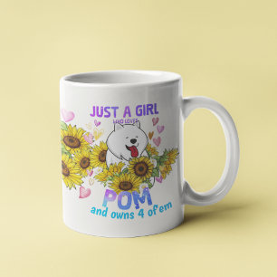 Nur ein Mädchen das Pomeranian Sonnenblumen Floral Kaffeetasse