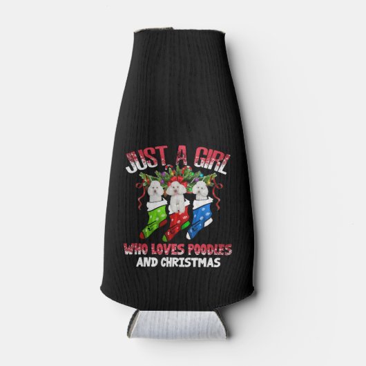 Nur ein Mädchen, das Poodles und Weihnachten Liebe Flaschenkühler (Vorderseite)