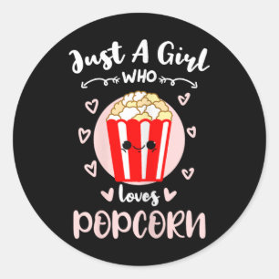 Nur ein Mädchen, das Popcorn liebt Runder Aufkleber