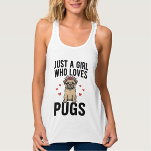 Nur ein Mädchen, das Pug-Hunde im Vintage-Stil lie Tank Top